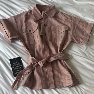 Tuckernuck Ava Striped Short Sleeve Belted Shirt